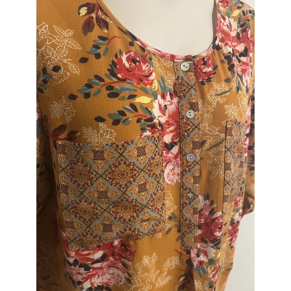 Anthropologie Fig and Flower Tunic Blouse~Plus 2XL~ Floral Boho Peasant Cottage - Picture 5 of 16